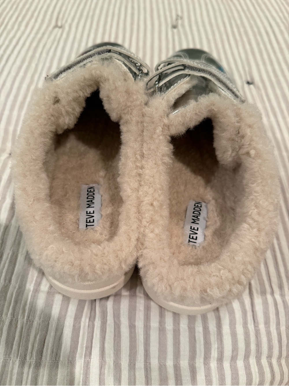Steve Madden Metallic Silver Faux-Shearling Slip-On Sneakers - Picture 3 of 5
